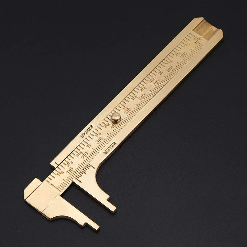 Sliding Gauge Vernier Caliper Ruler, Scale Vernier Caliper Solid Brass Sliding Gauge, mm/inch Handy Sliding Gauge Ruler Measuring Tool, Vernier Gauge Millimeters Tool for(Double