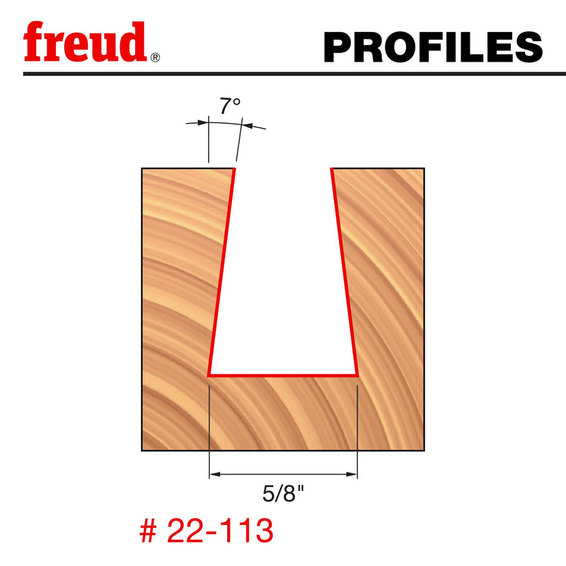 Freud 22-113: 5/8" (Dia.) Dovetail Bit with 1/2" Shank
