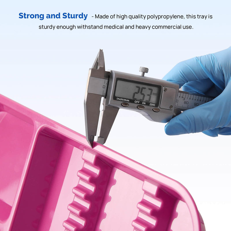 JMU Dental Instrument Trays Autoclavable Plastic Divided Separate Trays 13.25" x 9.75" Size B, Dental Setup Trays, Pink 1