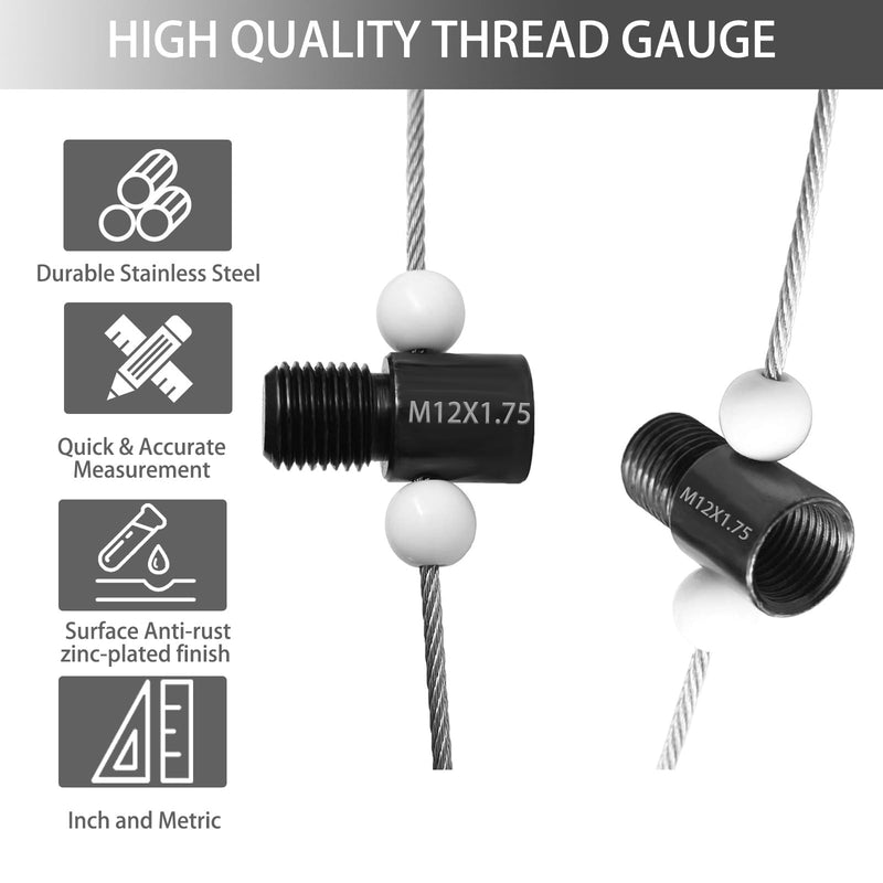 Nut and Bolt Thread Checker, Bolt Size Finder, 26 Male/Female Thread Gauges (14 Inch & 12 Metric) Thread Checker Standard and Metric, Bolt and Nut Identifier Gauge 26 Gauges - 14 Inch & 12 Metric