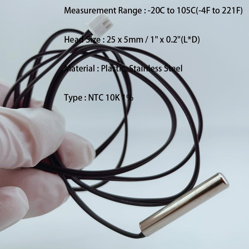 4pcs NTC 10K 3950 Thermistor 1 M, 10K Thermistor Temperature Sensor Probe, Stainless Steel 3950 NTC 10K Temp Sensor Probe use for Water Dispenser/Refrigerators/Freezers,etc. 4pcs NTC 10K 3950 Thermistor 1 Meter