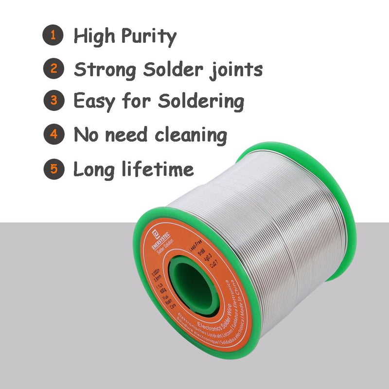 Solder Wire Lead Free Rosin Core Thin Gauge Solder 0.02 Diameter Fine Electronics Soldering Wire Unlead Electric Solder 0.6mm 1.1 Pound Alloy Sn99 Ag0.3 Cu0.7 No Lead Flow Well 500g