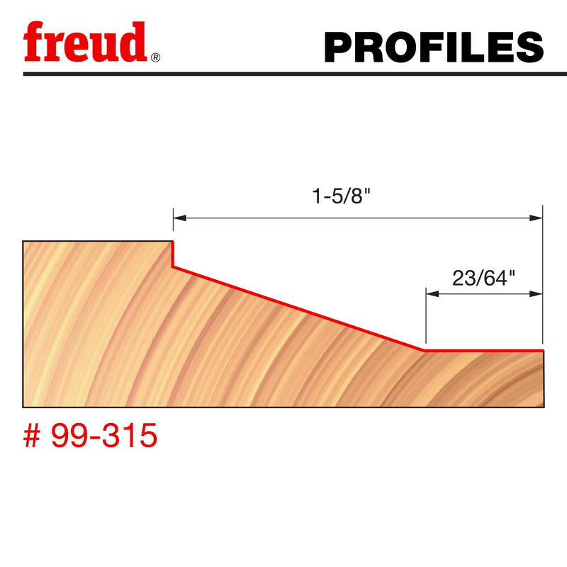 Freud 99-315: 1-1/2" (dia.) Vertical Raised Panel Bit with 1/2" shank, 23/64" minor height