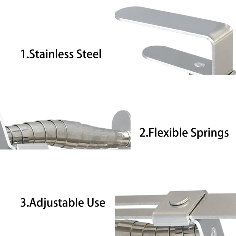 Stainless Steel Tablecloth Clips - Set of 8 Adjustable Table Cloth Clips with Spring Table Cloth Holders for Outdoor & Indoor, up to 6 cm Thickness, Silver 8pcs-silver
