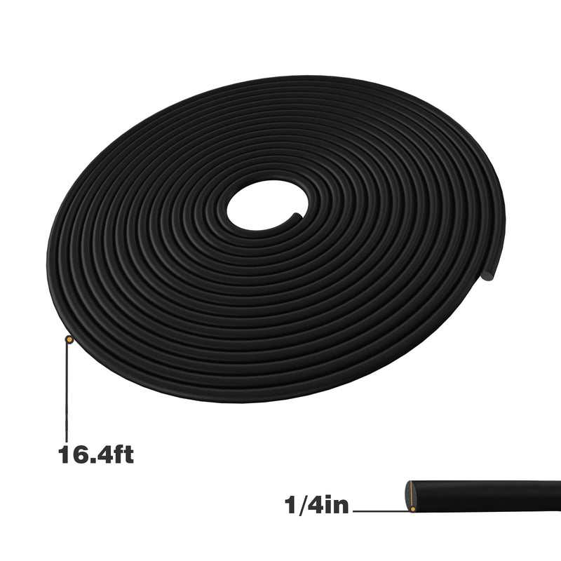 DGSL Backer Rod, Concrete Crack Filling EPDM Rubber Backer Rod for Joints and Gaps, Driveway and Wall Cracks (16.4 Feet Length) (Black, 1/4" Diameter x 16.4' Length) Black