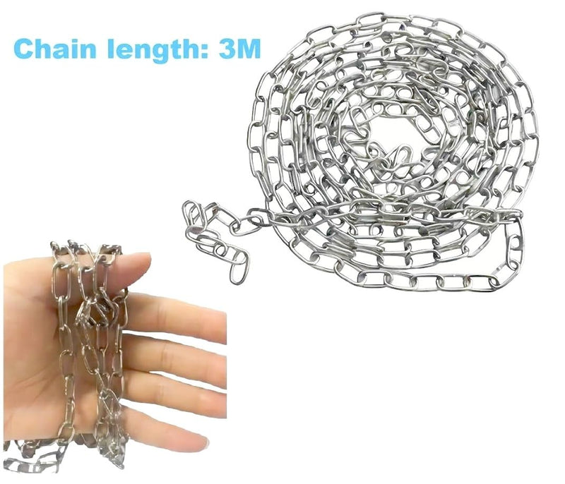 304 Stainless Steel Chain - Length 9.8Ft (3m) Thickness0.08“ (2mm) Metal Small Duty Chain Compatible with for Home Outdoor Camping Hanging Pet Chain
