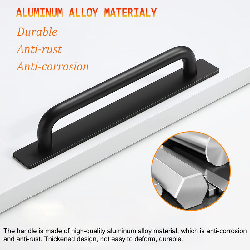 Self-Stick Instant Cabinet Drawer Handles Pulls - 2pcs Aluminum Alloy Push Pull Handles Helper with Adhesive Door Handle for Kitchen, Window Sliding Closet (5.83", Black) Small (5.83")