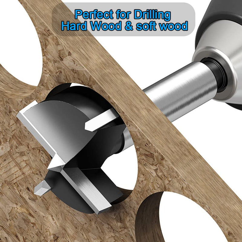 2-1/8 Inch Carbide Forstner Drill Bit, Carbide Tipped Forstner Bit for Hard Wood, Wood Drilling Bit Woodworking Hinge Cutter Tool Kits for Wood Plywood Plastic 54mm | 2-1/8''