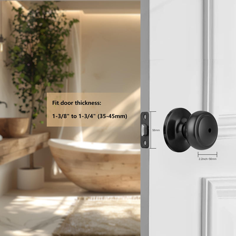 Matte Black Door Knobs,Interior Door Knob with Lock,Coastal Style Door knob for Privacy and Bedroom (Bath or Privacy) 1