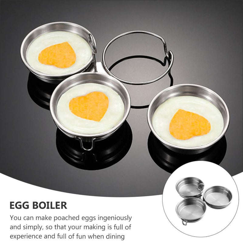 Angoily Stainless Steel Egg Poacher Pan Egg Mold Boiling Mold with Oil Brush Handle Design Smooth Edges Deepened Pan 7.28 X 7.28 X 1.18 in for Home Kitchen Cooking
