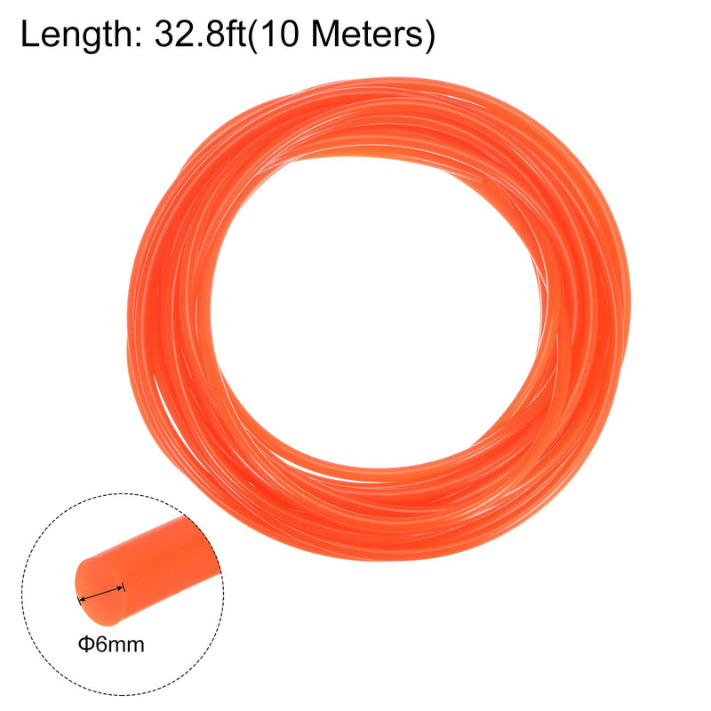 HARFINGTON Polyurethane Round Belts 6mm Dia 32.8ft(10 Meters) Length Smooth Surface PU Urethane Belt for Drive Transmission, Orange 6mmx10 Meters