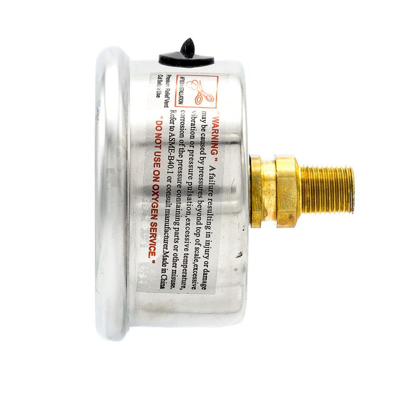 Liquid Filled Center Back Mount Pressure Gauge with 2" Dial, 0-300 PSI, 1/8" Male NPT Connection, Stainless Steel CASE and Bezel (1)