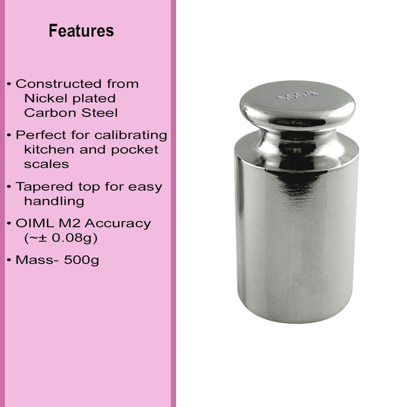 American Weigh Scales Calibration Weight for AWS Digital Scale, Chrome Plated, Carbon Steel, 500G(Chrome Finish) 500 Gram
