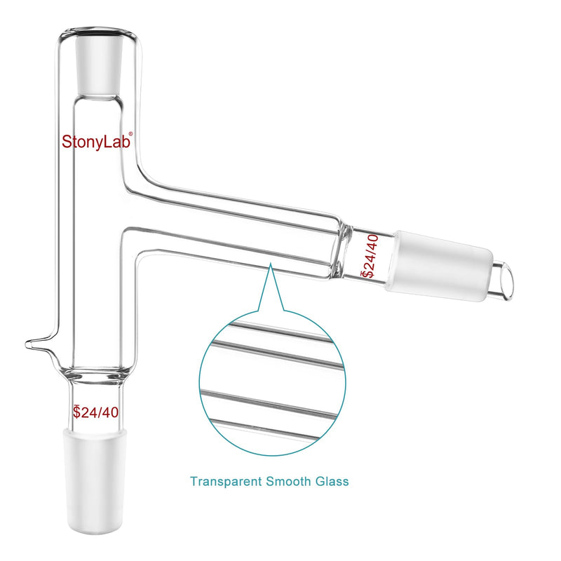 stonylab 75 Degree Distillation Head with Vacuum Jacket, 24/40 Lower and Side Ports, 14/20 Upper Port, Compatible with stonylab Adapters for Efficient Laboratory Distillation 14/20-24/40 Joint
