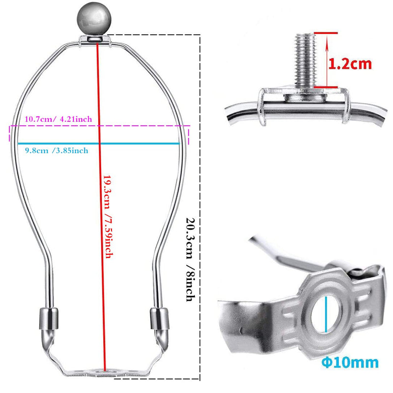 2 Pcs 8 inch Lamp Harp Holder for Table and Floor Lamps (Chrome Polished)