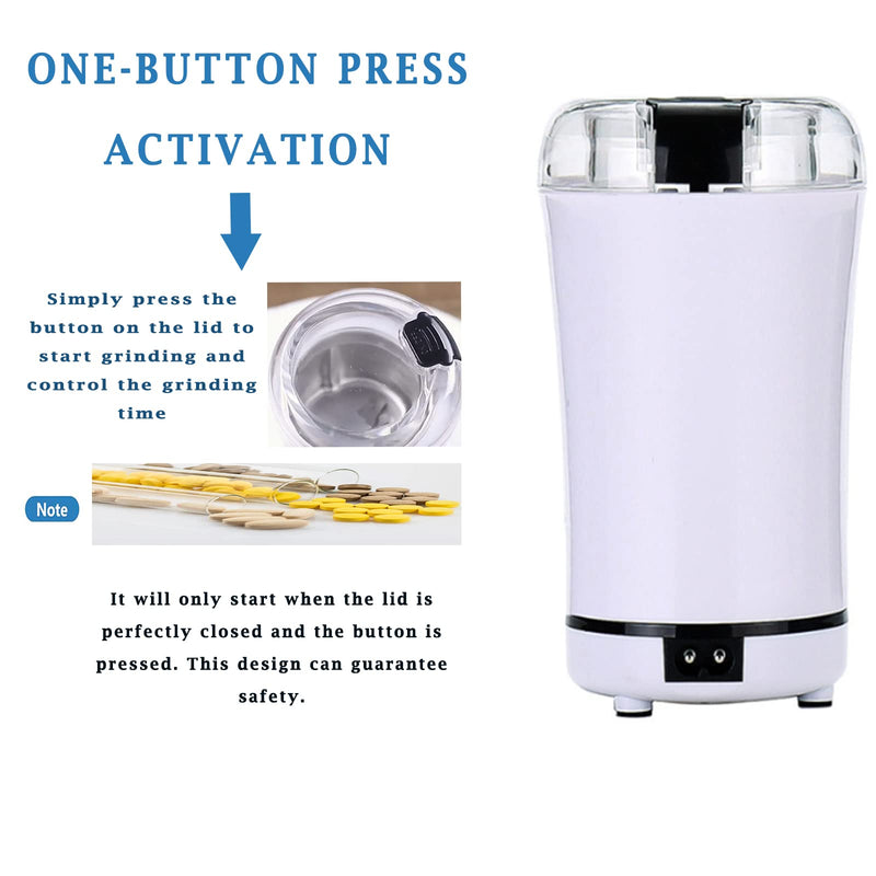Electric Multifunctional Grinder.Electric Pill Crusher Grinder for Small or Large Pills,to Fine Powder. Pill Crusher Pulverizer Grinder for Elders or Pets. Small Dose Coffee Bean Grinder. (White) White