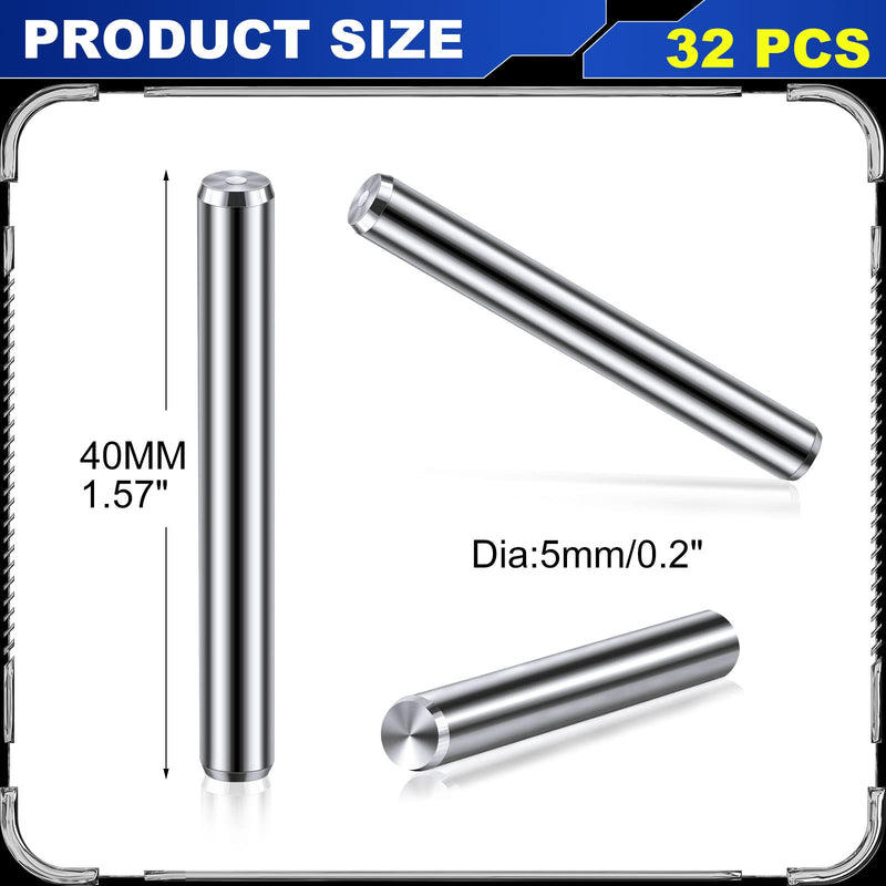 5 mm x 40 mm Shelf Brackets Pegs Shelves Dowel Pin Stainless Steel Shelf Pins Metal Bookshelf Pegs Support for Cabinet Furniture Fixing Component Position (32 Pcs) 32