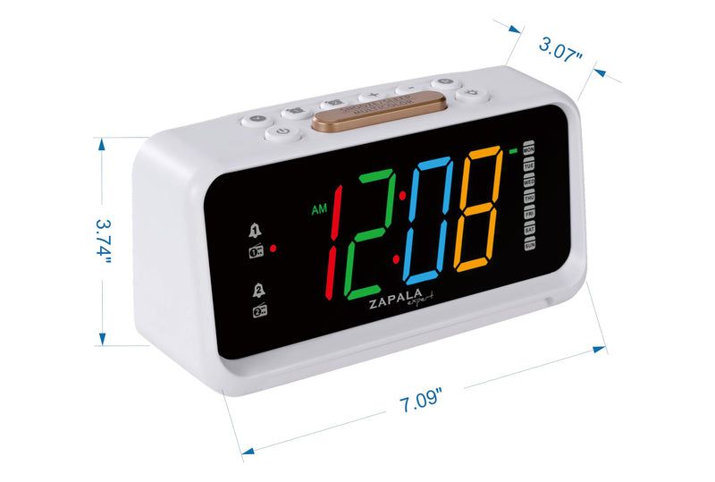 Alarm Clock Radio, 2 Alarms Jumbo LED Display Plug in Digital FM Clock Radio with USB Charging Port, Days Display, Adjustable Volume & Dimmer, Nightlight, Snooze for Deep Sleepers Kids