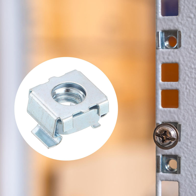 uxcell 1/4-20 Cage Nut, 20Pcs Snap-in Cage Nuts, Carbon Steel Zinc Plated Metric Nut for Server Rack Cabinet, Silver 20