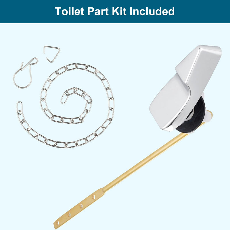 Hygie Rinse Universal Toilet Handle Replacement Kit Compatible with American Standard/Mansfield/Gerber Toilet, Front Mount Toilet Tank Flusher Lever with Flapper Chain, Chrome 1PC