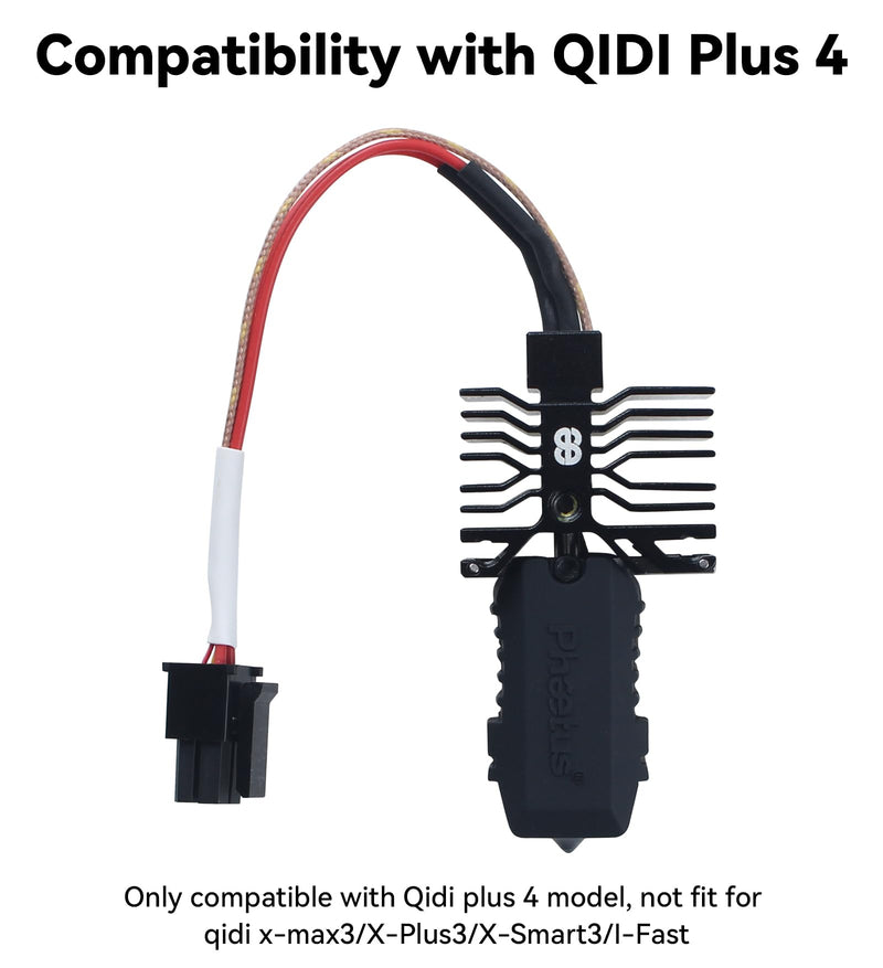 FYSETC Replacement Assemble Hotend for Qidi Plus4: Nozzle 0.6 Upgraded Endcoat with Coated Full-Metal Heatbreak Heater Block Cooling Heatsink Fast Printing 30mm³ - 3D Printer Accessories