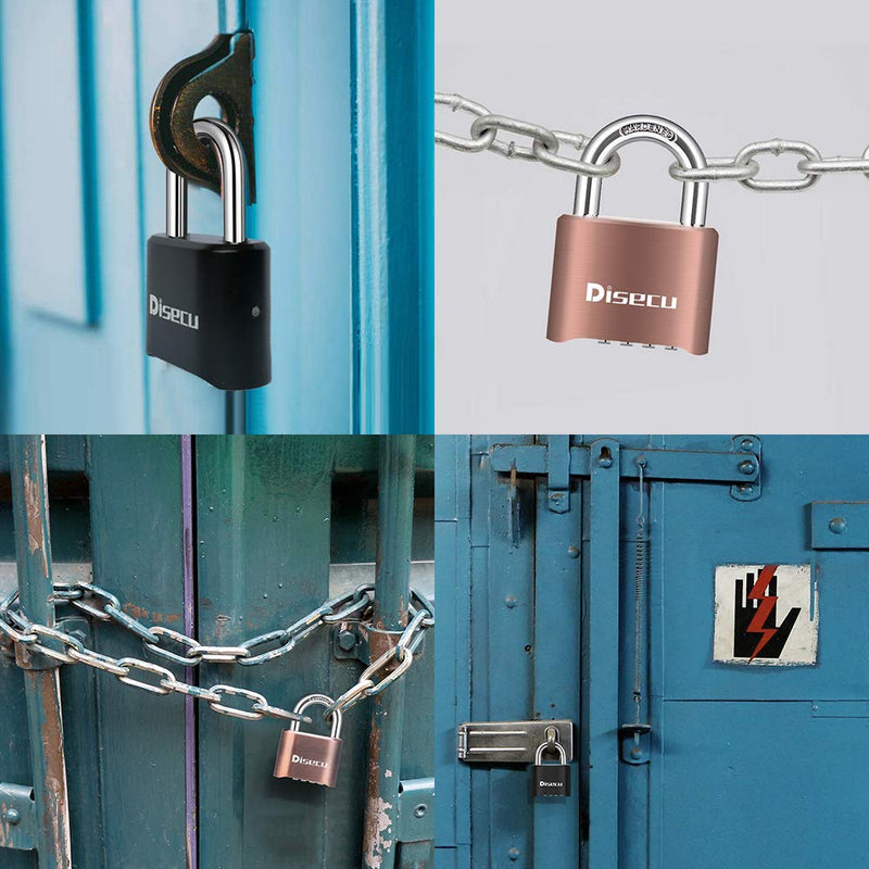 4 Digit Heavy Duty Combination Lock Outdoor Waterproof Padlock 1.3 Inch Shackle for Gate, Fence, Gym Locker, Sports Locker (Black) 1P, Black