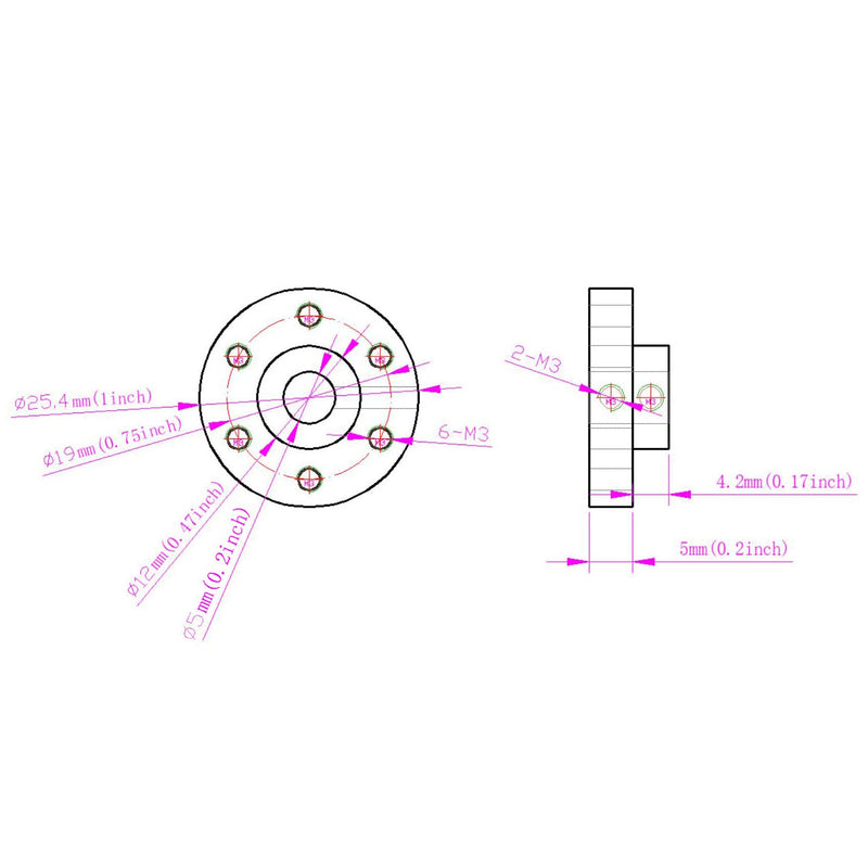 2PCS Black Rigid Flange Shaft Coupling,Universal Aluminum MOUNTING HUB for 5mm Shaft Pair with M3 Thread 5mm-Black