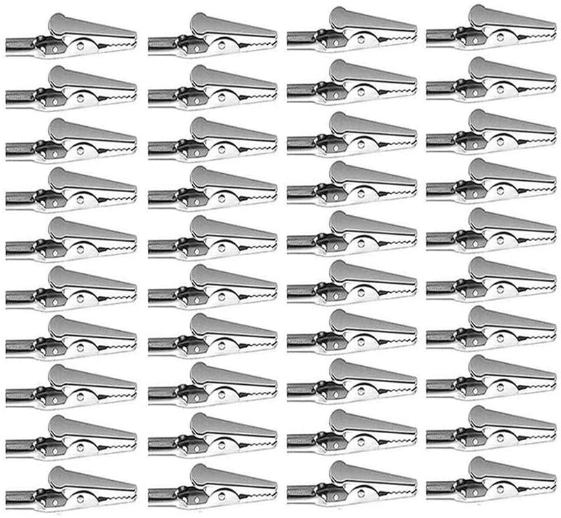 Alligator Clip Spring Clamps 51mm/2inch test line Crocodile Clip Silver Tone Alligator Clips Nickel Plated Crocodile Clamps, used in laboratory electric testing work and Cable Lead Clip 40Pcs
