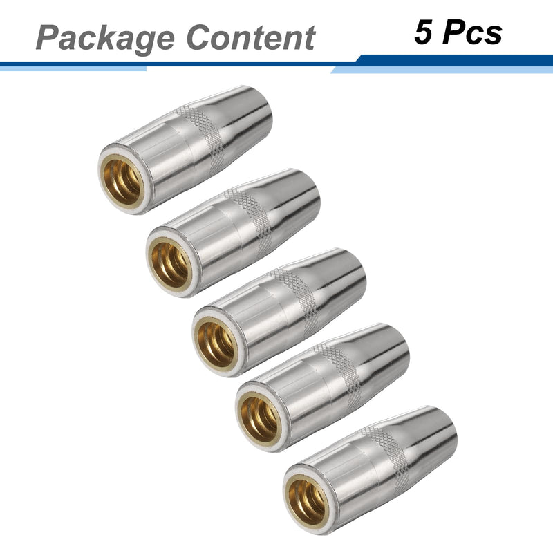 HARFINGTON 5pcs Mig Welding Gun Nozzle 1/2" Orifice KP2742-1-50R Gas Welding Gun Nozzle Copper Nickel Plating Welding Gun Accessory for 250L PRO Curve 200 MIG Gun 200A/300A/400A Parts 5