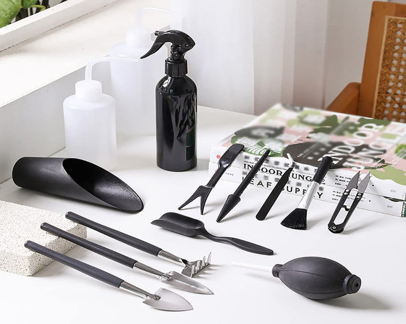 Alnicov 14 Pcs Succulent Plants Tools,Succulent Transplanting Tools Kit Mini Garden Hand Transplanting Tools Set with Storage Bag for Indoor Outdoor Miniature Fairy Garden Plant Care