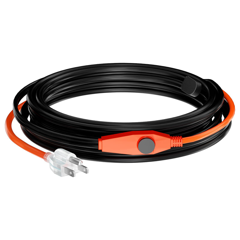VEVOR Pipe Heating Cable, 18-feet 7W Heat Tape for Pipes with Built-in Thermostat, Protects PVC Hose, Metal and Plastic Pipe from Freezing, 120V 18FT