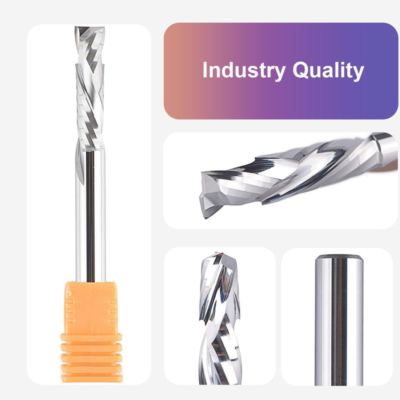 SpeTool 5PCS Compression Router Bits 1/4 inch Shank 1/4" Cutting Diameter ,Carbide UP Down CNC Router Bits Set Wood Router End Mills Carving Slotting Edge Cutting 5