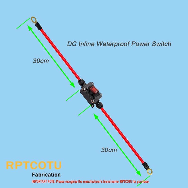 DC12V Inline Wire Switch DC12-24V DPST Dual Side Wiring Switch 25A IP67 with on/Off Quick Connect/Disconnect Switch with Copper Ring Power Cord 30 cm for Motorcycle and car Power on/Off.(DC) DC Waterproof Switch with Brass Ring
