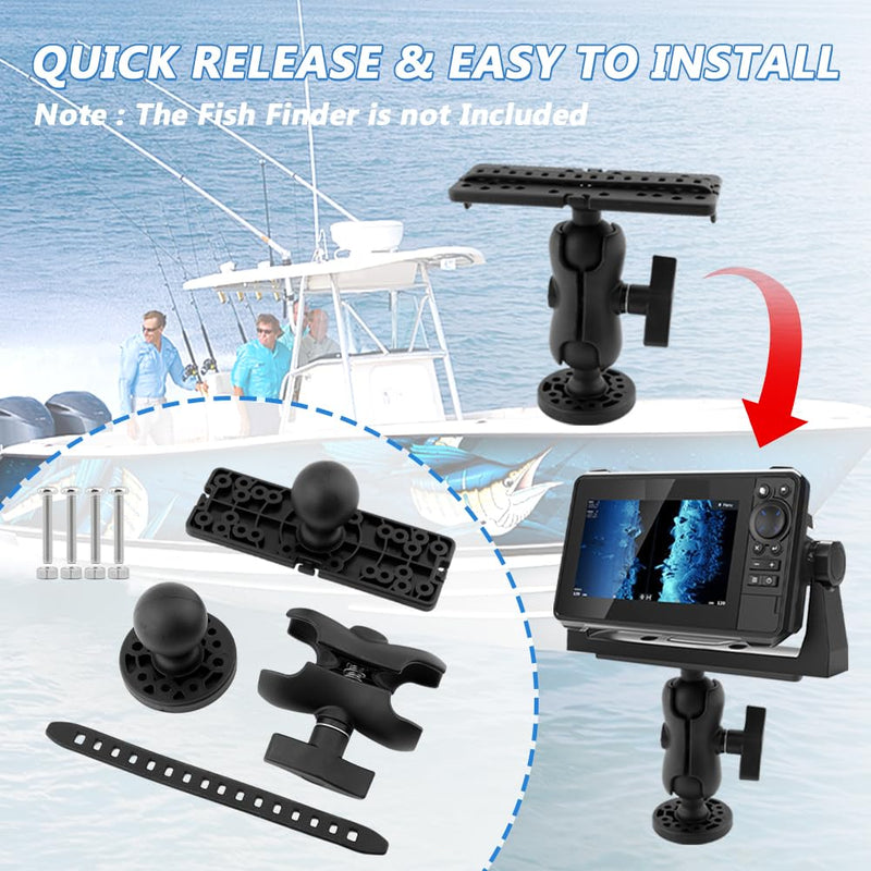 Fish Finder Mount Base, 360 Degree Swivel Marine Universal Electronic Mount, Ball Mount Fish Finder and Universal Mounting Plate for Marine Boat Kayak Pontoon Canoe black