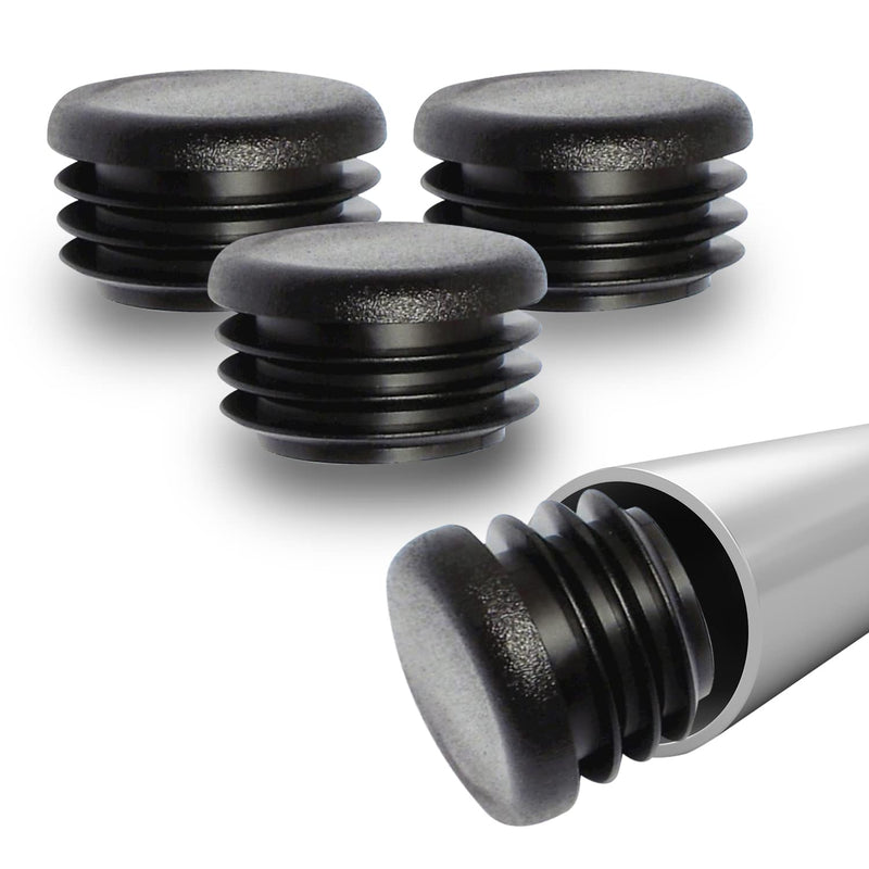 Prescott Plastics 1" Inch (25.4 mm) Round Plastic Hole Plugs, Inserts, Black End Caps for Metal Tubing, Hardware Plug, Fences, Glide Protection from Chair Legs and Furniture - Pack of 4 1" 4 Pack