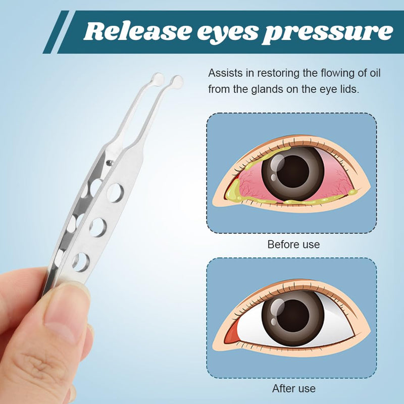 Meibomian Gland Expressor, Stainless Steel Eyelid Massage Tweezer with Positioning Pin, Eyelid Gland Blockage Unblocking Physiotherapy Tools, Eyeli-d Expressor for Dry Eyes(SIZE:3x3mm/0.12x0.12inch) 3x3mm/0.12x0.12inch
