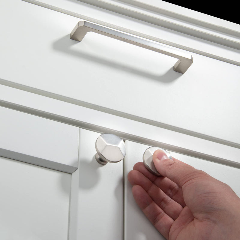 TUNNY 10 Pack Round Single Hole Cabinet Knob - Matte Nickel Brushed Solid Furniture Knobfor Kitchen Cabinets Bedroom Dresser Furniture Hardware