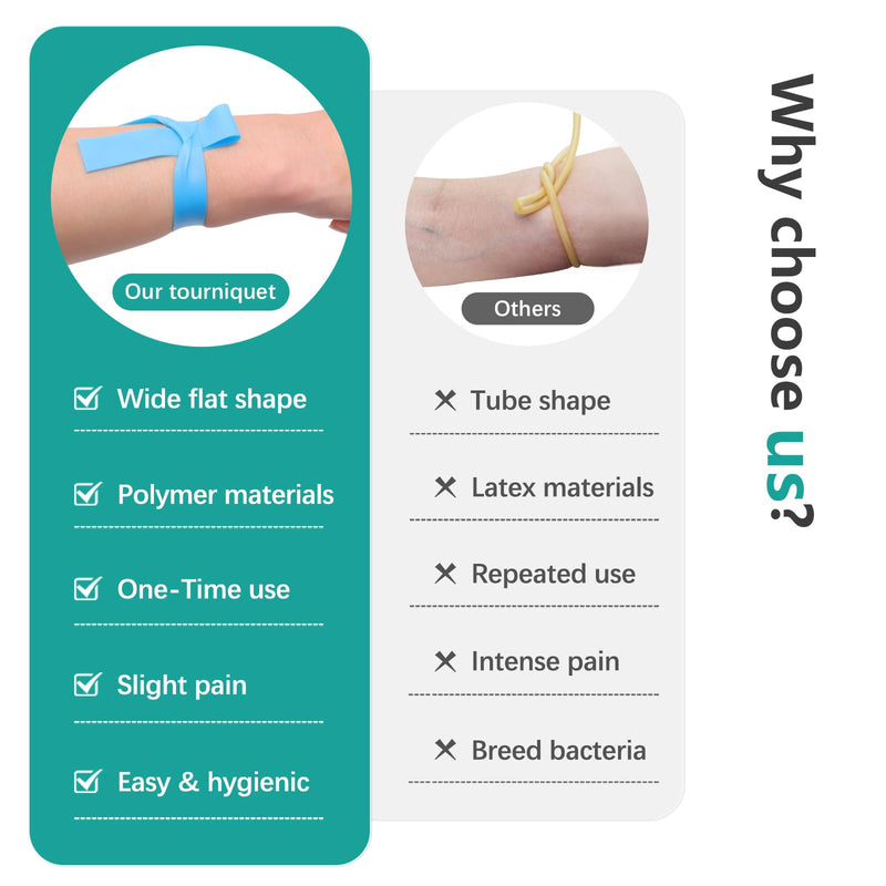 LEFEKE Medical Tourniquet for Blood Drawing Disposable TPE, 14 Inch Long, Pack of 50 pcs, Portable, Elastic, Latex Free - NewNest Australia