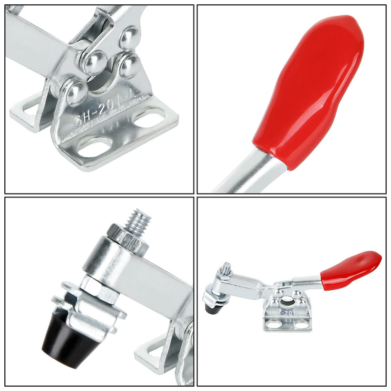 Acrux7 16 Pack Toggle Clamp, Small Toggle Clamps 60lb Holding Capacity 201-L Horizontal Adjustable Toggle Clamp Quick Release Hold Down Clamps for Woodworking, Smoker, Doors, Cabinets, Tool Boxes
