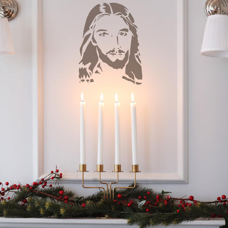 Jesus Christ Face Christmas - Stencil Template Reusable 8.5 x 11 Inches for Painting on Walls, Wood, Glass, Scarpbooking, Arts and Crafts, DIY - LIONX