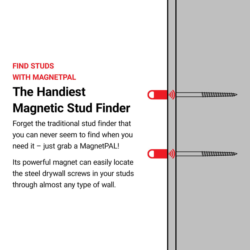 MagnetPal - Magnetic Wall Stud Finder, Best Magnet Stud Finder, Wood Finder, Small Easy Behind Wall Stud Finder, Tool for Finding Studs (Black) Black
