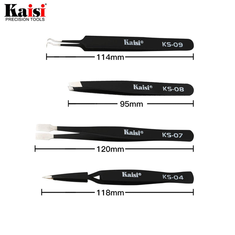 Kaisi 14 PCS Precision Tweezers Set, ESD Tweezer Set, Anti-Static Stainless Steel Tweezers Set for Craft, Jewelry, Electronics, Laboratory Work