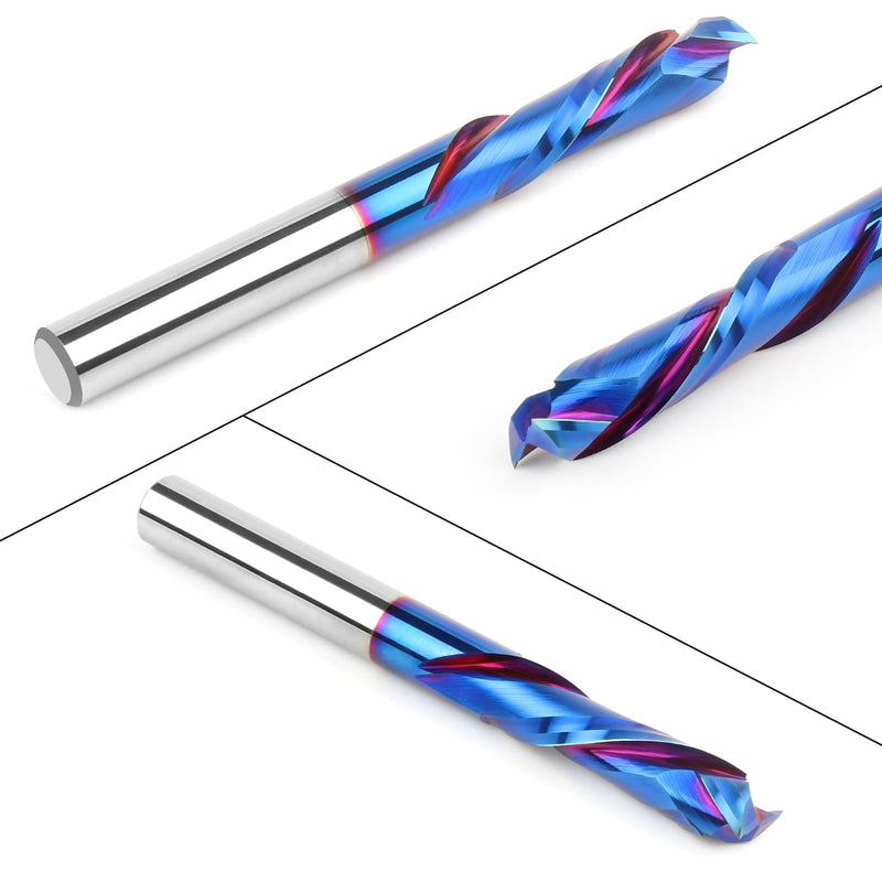 Spiral Router Bits Up Down Compression Bit 1/4 inch Cutting Diameter with Nano Blue Coated, 1/4 inch Shank Solid Carbide CNC End Mill for Wood Carving Engraver Milling Cutters COMPRESSION CUT