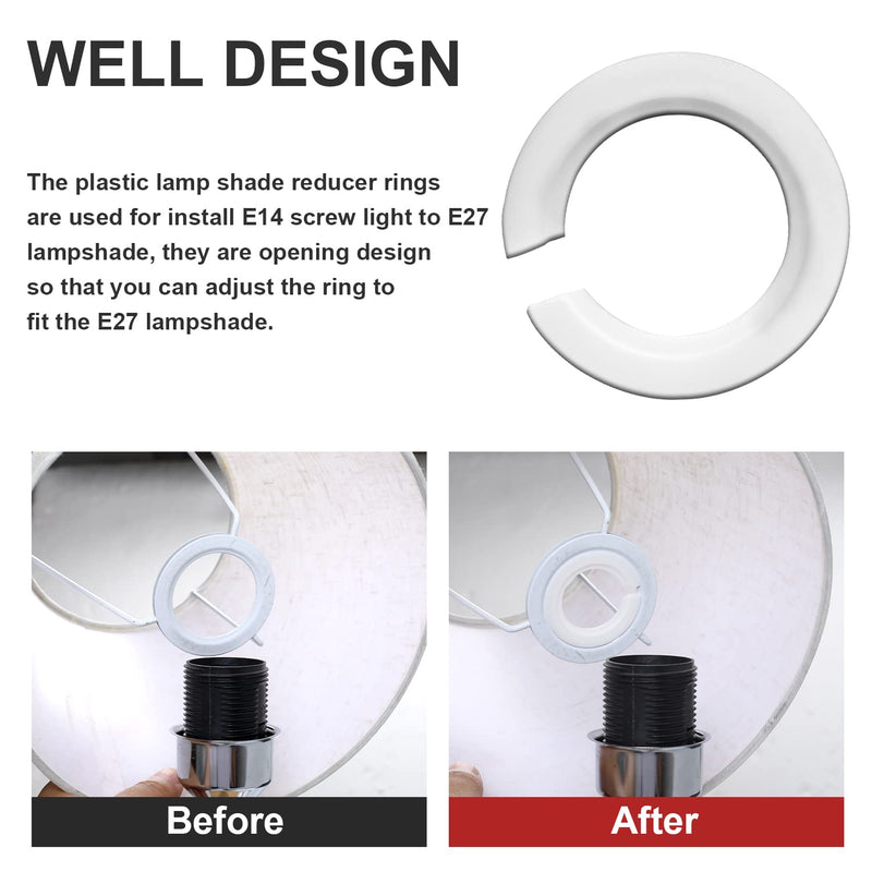 E27 to E14 Lamp Shade Adapter Ring, 6 Pack Screw Lamp Shade Reducer Washer E27 Lamp Ring, 42mm to 29mm Lampshade Converter Ring Plastic Light Shade Replacement Parts