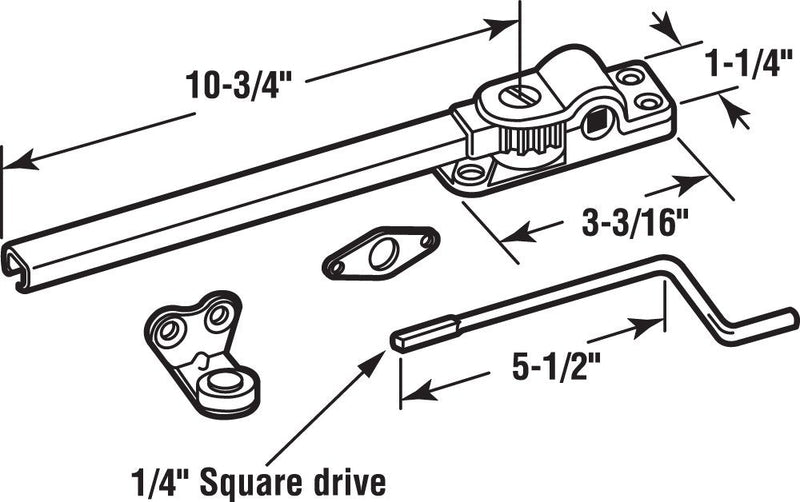 Prime-Line H 3528 10-3/4 In. Chrome Plated Reversible Casement Window Operator, for Parlyn Windows (Single Pack)
