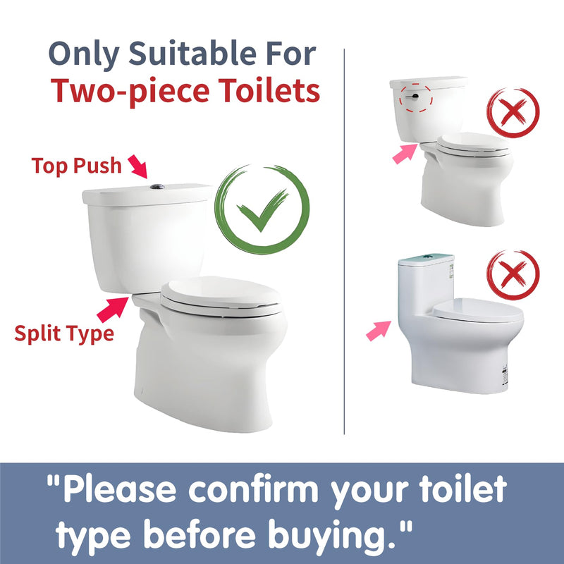 2-Inch Toilet Repair Kit Inside Tank with Dual Flush Valve Replacement, Includes Adjustable Fill Valve and Chrome Push Button for 2-Piece Toilet Fits 2-inch drain holes