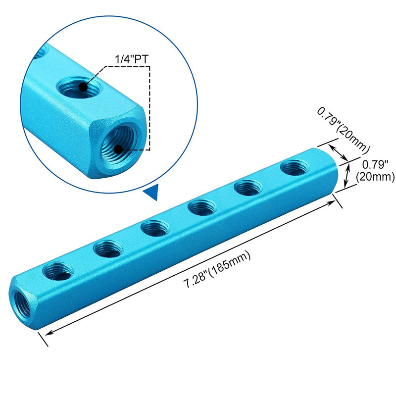 Baomain Manifold Block Pneumatic 6 Way 9 Port 1/4" PT Threaded Ports Quick Connect Air Hose Inline