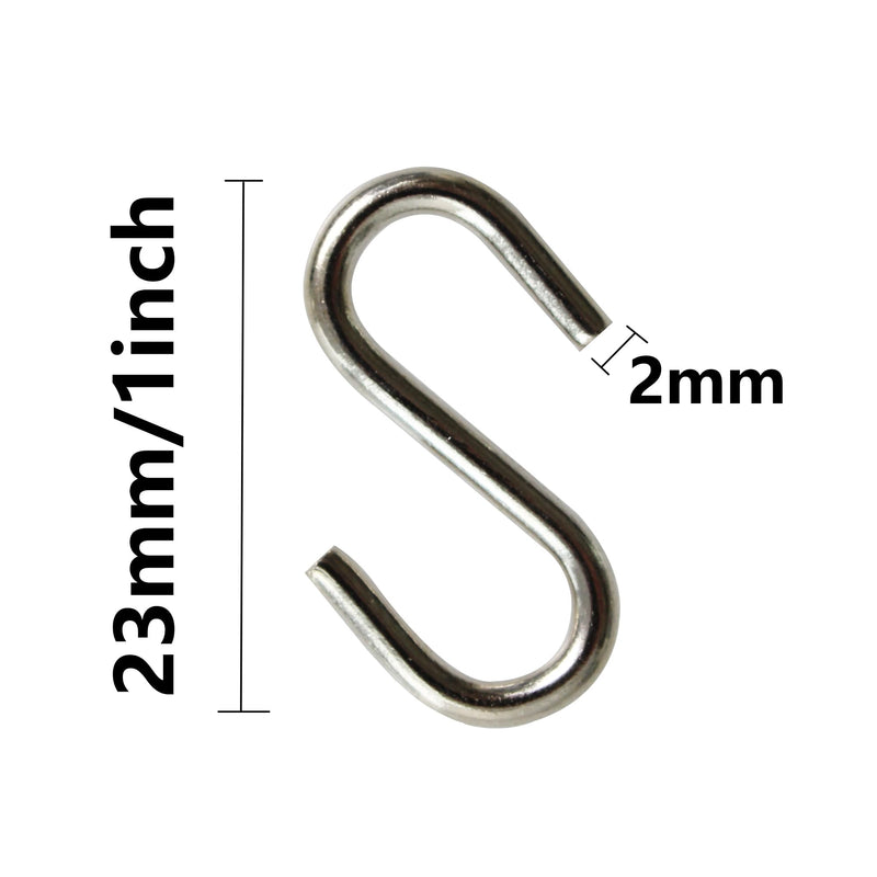 200PCS 1 Inch Metal S Hooks, Heavy Duty Hanging Hooks Mini S Shaped Hangers, Curtain Hanging Connectors S Shaped Utility Hooks