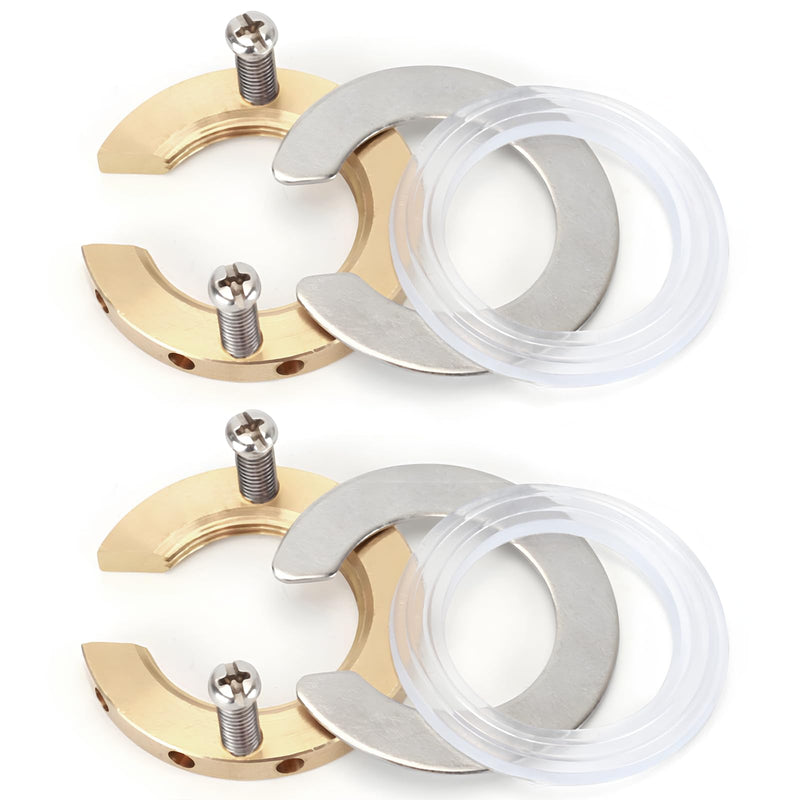 2 Set 1.22inch/31mm Kitchen Faucet Fixing Nut Kit, C Type Antiloosing Faucet Lock Nut Cap for Kitchen Bathroom Washer Faucet Fixing Fastening (Stainless Steel, Brass) Gold