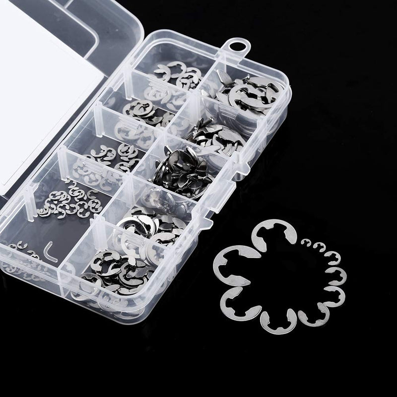 EClip Retaining Washers, 304 Stainless Steel Resistance and Oil Resistance Silver Circlip Kit for Shaft Groove of Machine